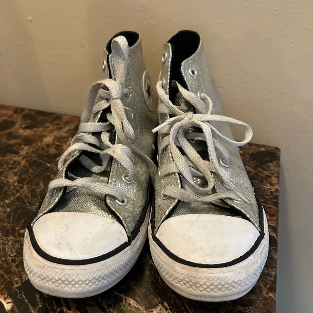 Converse Silver High-Top Sneakers - size 3